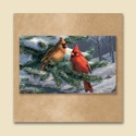 Snowy Pine Cardinals Mat