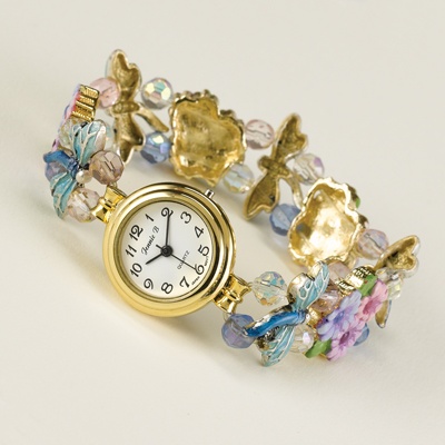 Dragonflies and Flowers Stretch Watch