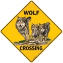 Wolf Crossing Sign