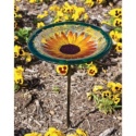 Sunflower Bloom Glass Birdbath