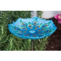 Peacock Glass Birdbath