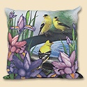 Garden Song Finch Weather Resistant Pillow