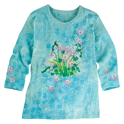 Flower Patch and Hummingbirds Tee