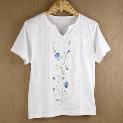 Wildflower White V-Notch Tee