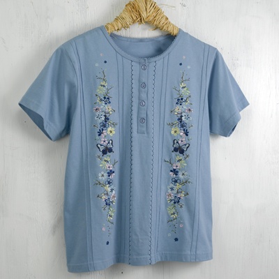 Wildflower Blue Button Tee