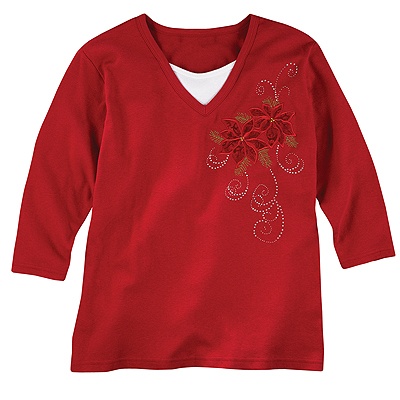 Jeweled Poinsettia Tee