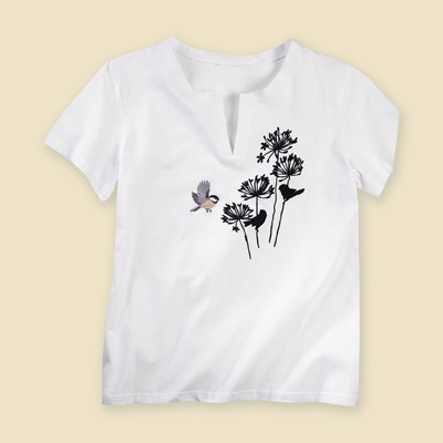Chickadee Flocking V-Notch Tee
