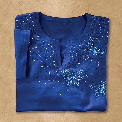 Blue Waterfall Butterflies Tee