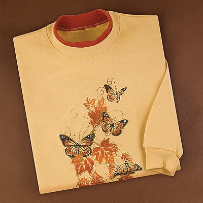 Copper Monarchs and Leaves Pullover
