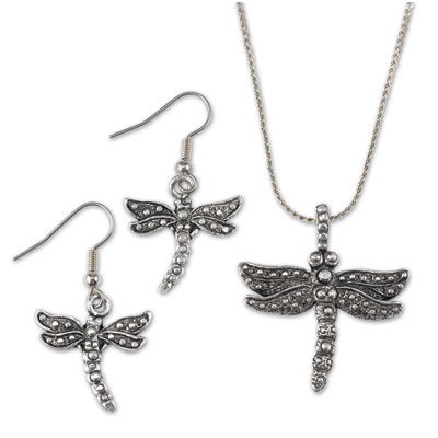 Dragonfly Plant a Tree Earrings and Pendant Set