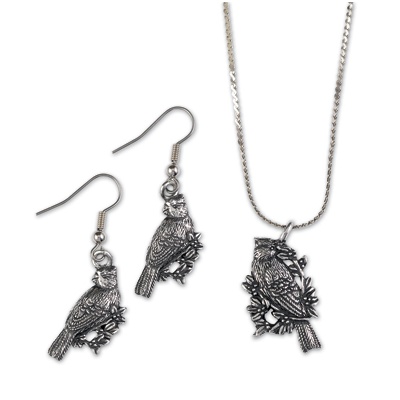 Cardinal Plant a Tree Earrings and Pendant Set