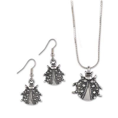 Ladybug Plant a Tree Earrings and Pendant Set