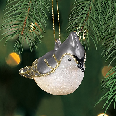 Tufted Titmouse Glass Ornament
