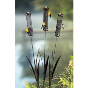 Stake Birdfeeder Cattail Sculpture