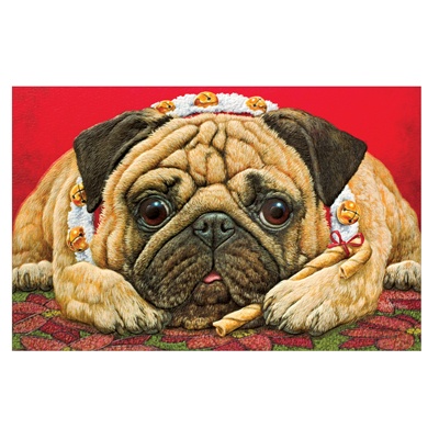 Poinsettia Pug Card