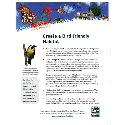 Checklist for a Bird-Friendly Yard Tip Sheet