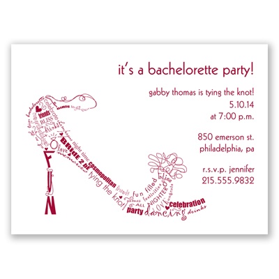 Sample Wedding Menu Cards on Home    Wedding Invitations    Bachelorette    Bachelorette Shoe