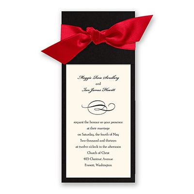 Wrapped in Love - Black Wrap & Antique White Invitation with Design