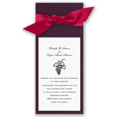 Wrapped in Love - Eggplant Wrap & Bright White Invitation with Design