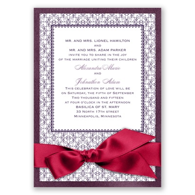 Imperial Byzantine Border - Jasper Invitation with Ribbon