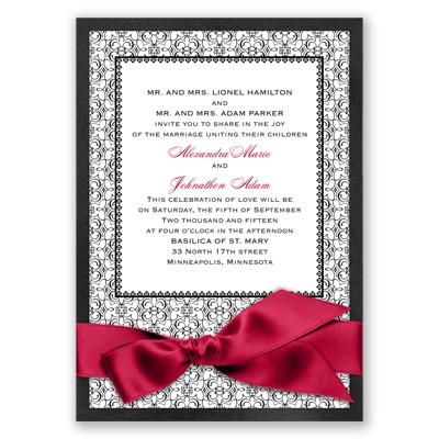 Imperial Byzantine Border - Onyx Invitation with Ribbon