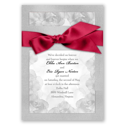 Treasured Jewels Vintage Roses - Silver Invitation