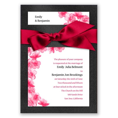 Treasured Jewels Floral - Onyx & Bright White Invitation