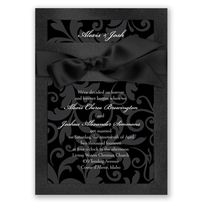 Treasured Jewels Pattern - Onyx & Black Invitation