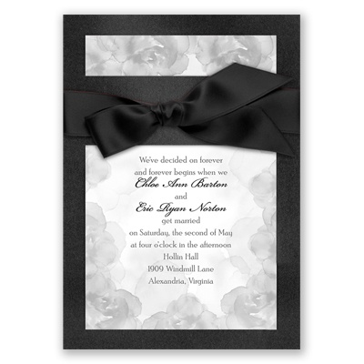 Treasured Jewels Vintage Roses - Onyx Invitation