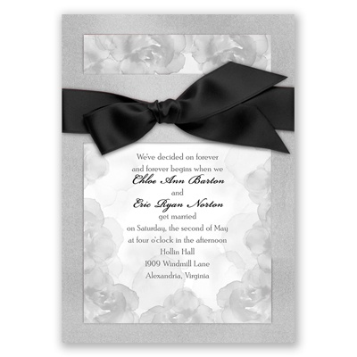 Treasured Jewels Vintage Roses - Silver Invitation