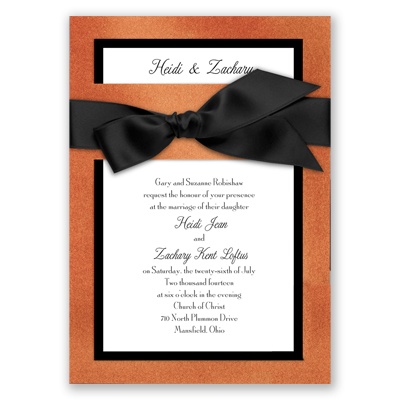 Treasured Jewels Border - Copper & Bright White Invitation
