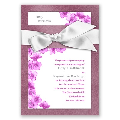Treasured Jewels Floral - Amethyst & Bright White Invitation