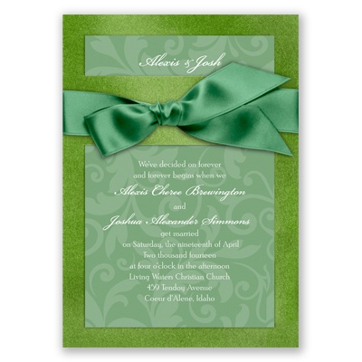 Treasured Jewels Pattern - Green Topaz & Clover Invitation
