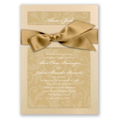 Treasured Jewels Pattern - Champagne & Golden Invitation