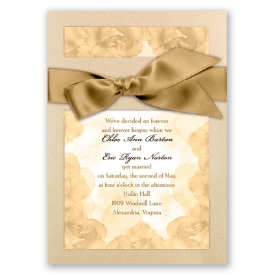 Treasured Jewels Vintage Roses - Champagne Invitation