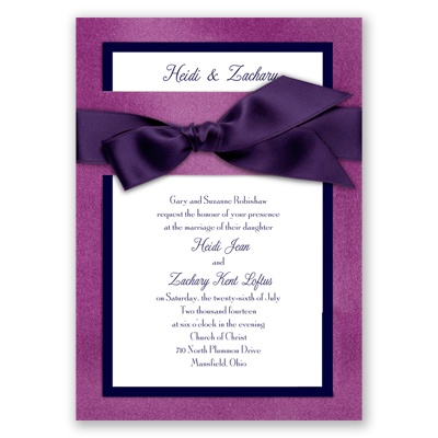 Treasured Jewels Border - Violet & Bright White Invitation