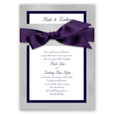 Treasured Jewels Border - Silver & Bright White Invitation
