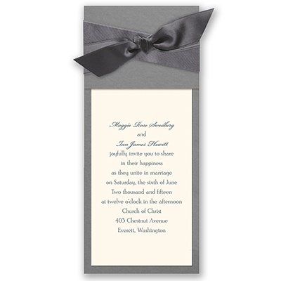 Wrapped in Love - Dark Grey Wrap & Antique White Invitation