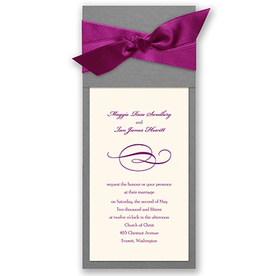 Wrapped in Love - Dark Grey Wrap & Antique White Invitation with Desig