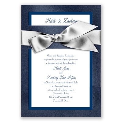 Treasured Jewels Border - Sapphire & Bright White Invitation