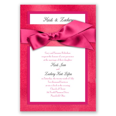 Treasured Jewels Border - Hot Pink & Bright White Invitation