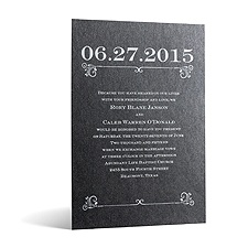 Classical Date in Foil Print - Onyx Shimmer - Invitation