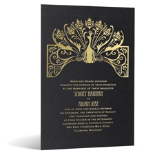 Deco Peacock in Foil Print - Onyx Shimmer - Invitation