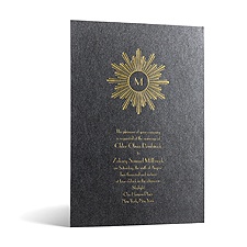 Deco Sunburst in Foil Print - Onyx Shimmer - Invitation