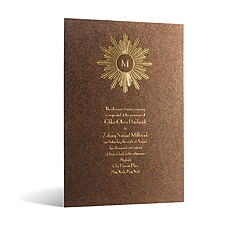 Deco Sunburst in Foil Print - Tiger's Eye Shimmer - Invitation