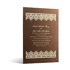 Luminous Lace in Foil Print - Tiger's Eye Shimmer - Invitation