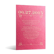 Classical Date in Foil Print - Hot Pink Shimmer - Invitation