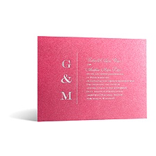 Classical Monogram in Foil Print - Hot Pink Shimmer - Invitation
