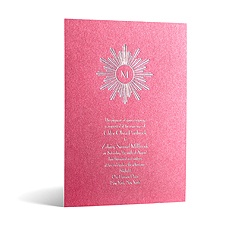 Deco Sunburst in Foil Print - Hot Pink Shimmer - Invitation