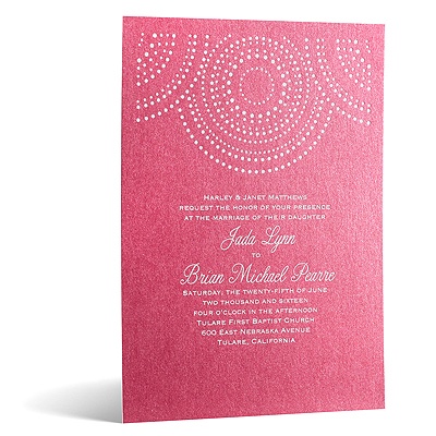 Shining Pearls in Foil Print - Hot Pink Shimmer - Invitation